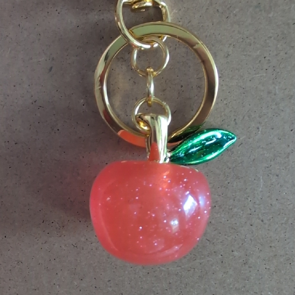 Sparkling Fruit Keychain Bag Charm with Gold Details